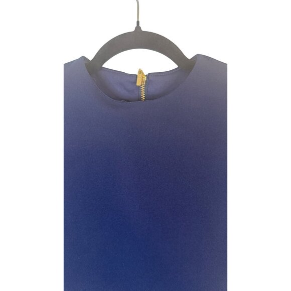 2/$30 B DARLIN Small Navy Blue Bell Sleeve Mini Dress Gold Back Zipper - Picture 6 of 16